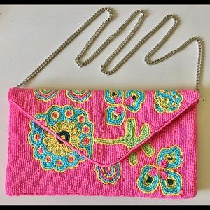 Brand new beaded clutch Pink Flowers